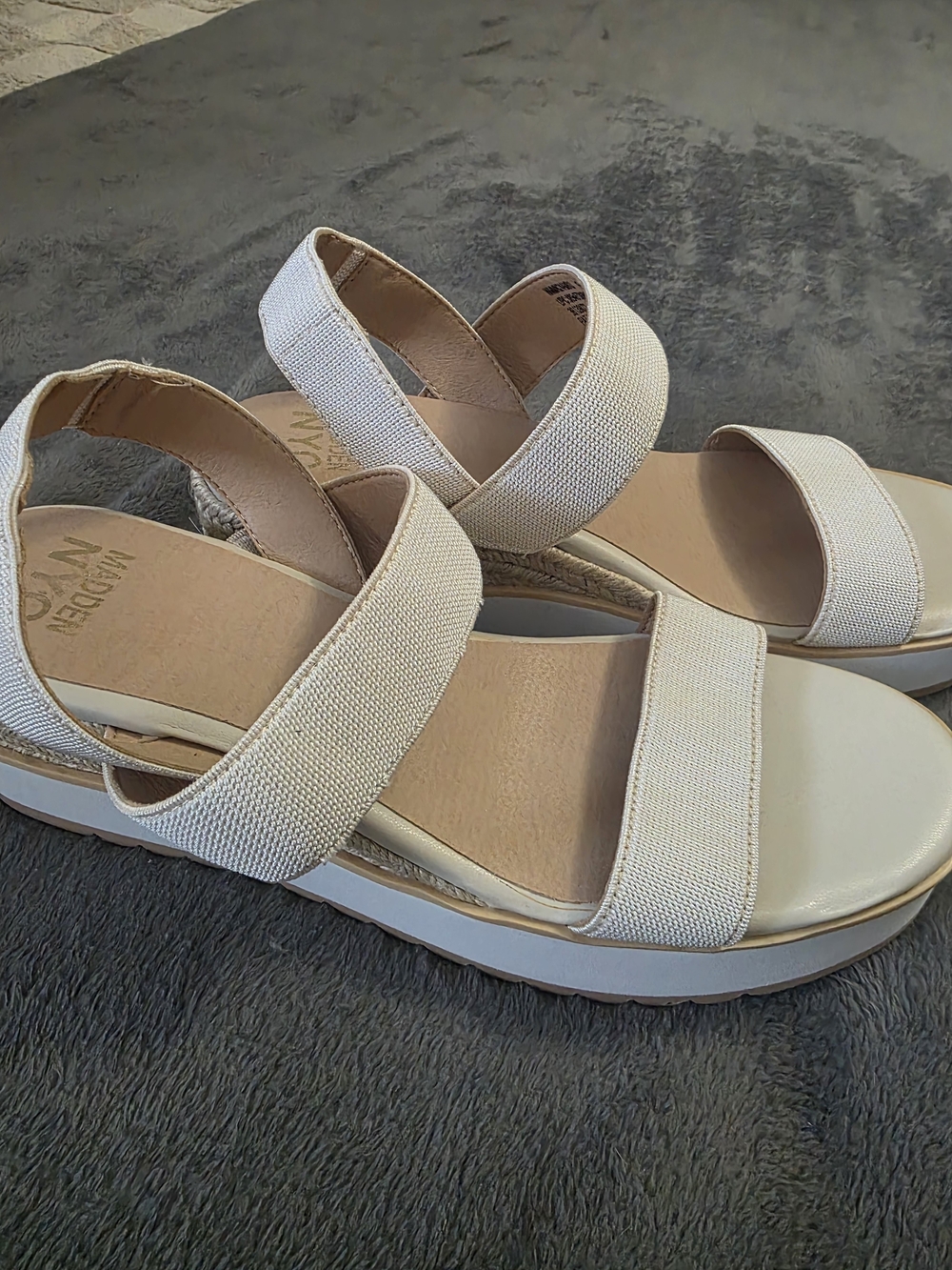 Madden NYC Neutral Elastic Strap Platform Sandals for Women NEW Size 10